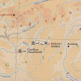 Karte von Anatolien - Ankara - Gordion / Tumulus des K�nig Midas